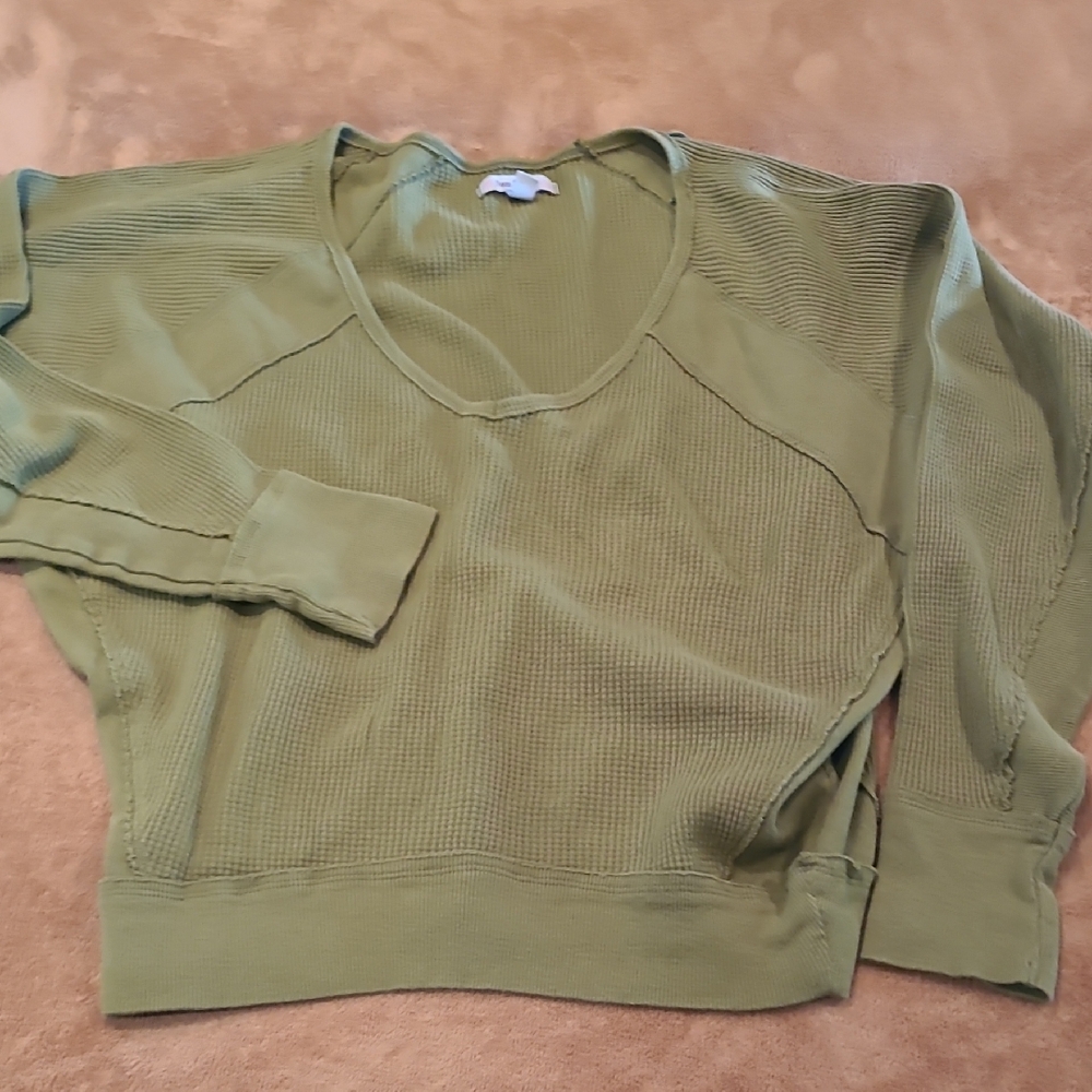 Free People Sage Green Knit Top Oversized Size Small